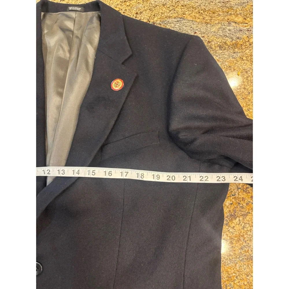 (READ) Oscar de la Renta Black Wool Cashmere Blazer Mens 44R Classic Two‎ Button